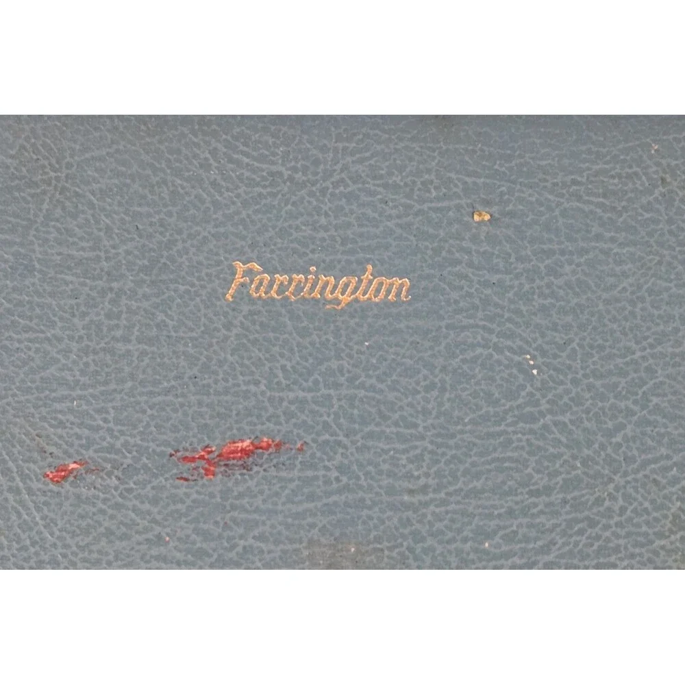 Vintage Farrington Blue Jewelry Box Velvet Lined Faux Leather‎ Case